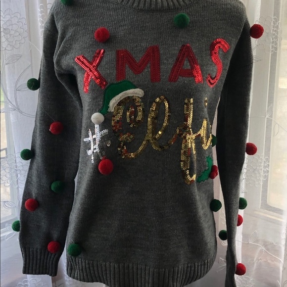 🎄  Kismet Grey Christmas sweater Xmas #Selfie SZ S - Picture 2 of 9